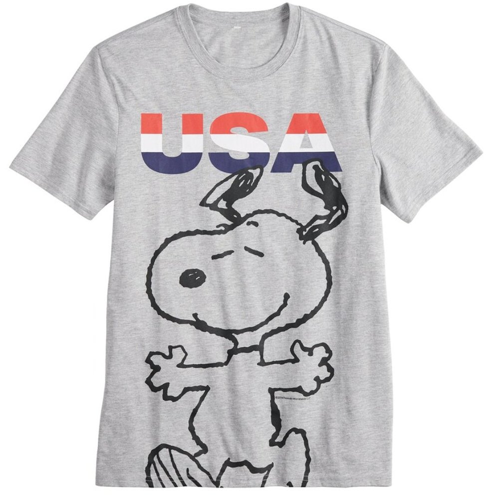 New! Peanuts Snoopy USA Americana Patriotic T-Shirt